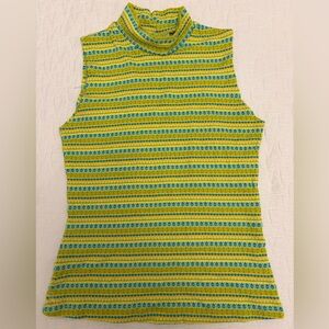 Striped Sleeveless Top - Green and Blue